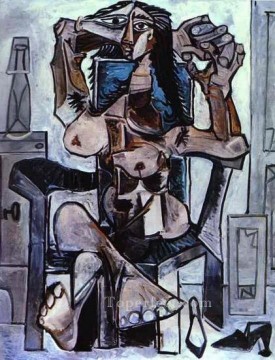 naked - Woman naked seated II 1959 cubist Pablo Picasso